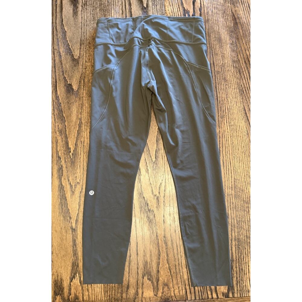 Lululemon Fast and Free Leggings Size 10 Women's Olive Green 7 Pockets LWVBXQS